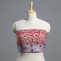 Red - printed cotton blouse piece 45 - handcrafted