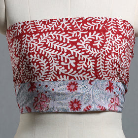 Red - printed cotton blouse piece 45 - handcrafted