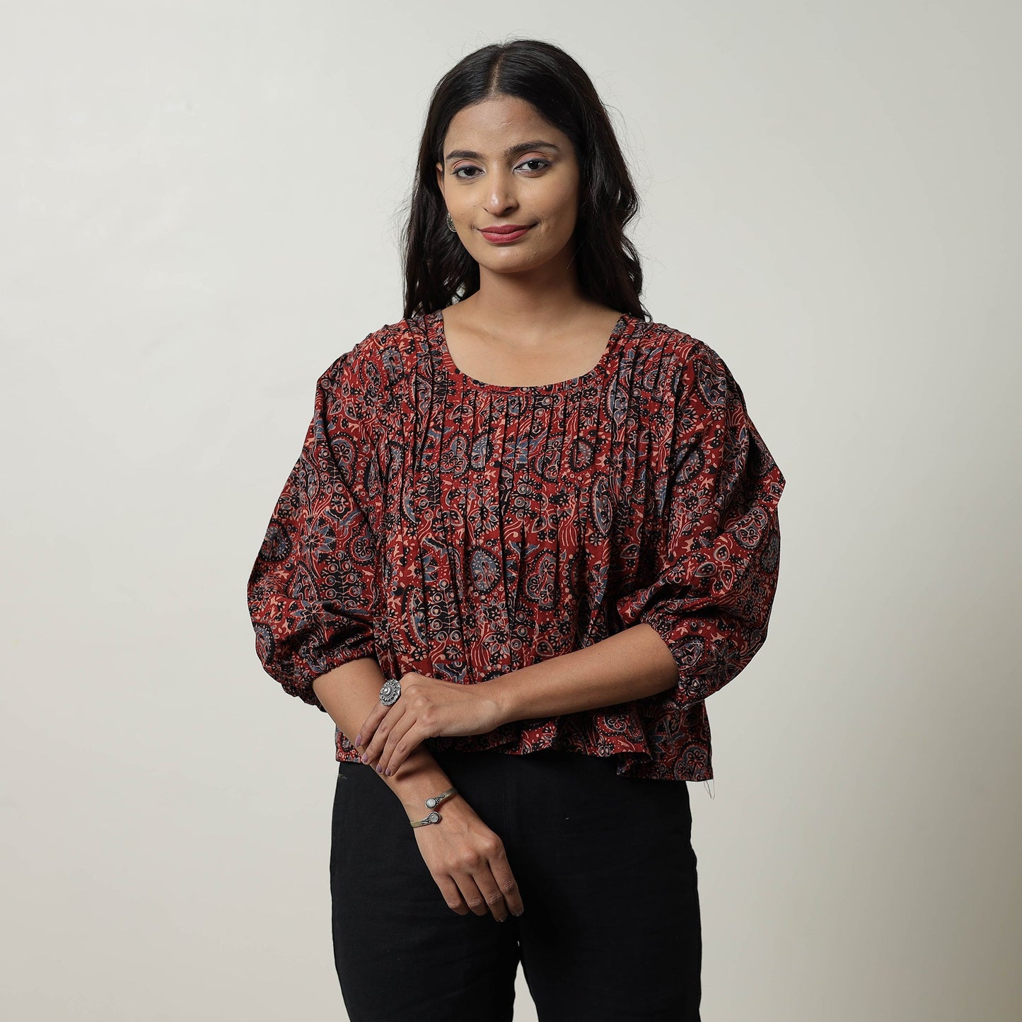 Ajrakh Cotton Crop Top | Handcrafted Elegance