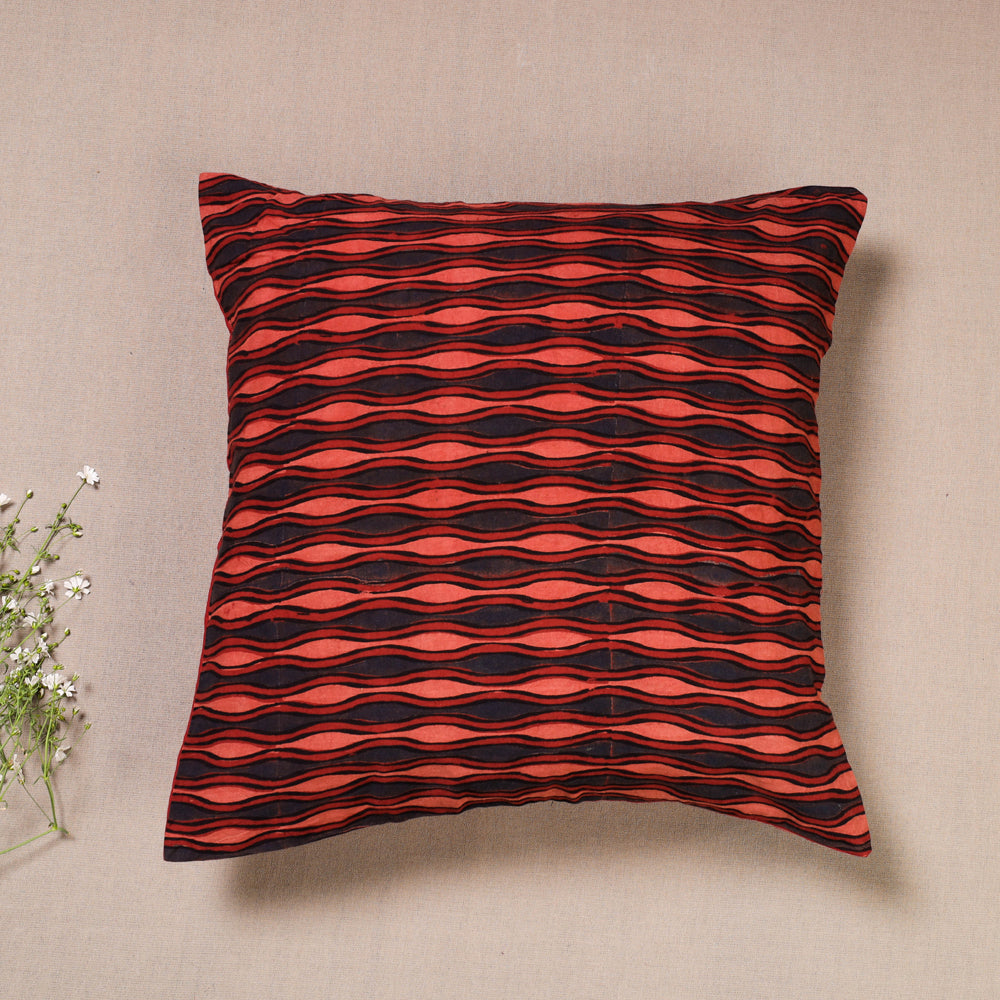 Red - Ajrakh Printed Cotton Cushion Cover (16 x 16 in)
