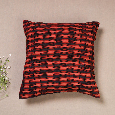 Red - Ajrakh Printed Cotton Cushion Cover (16 x 16 in)