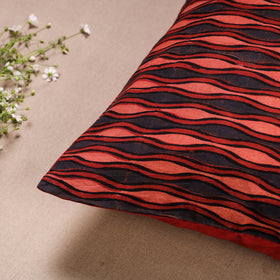Red - Ajrakh Printed Cotton Cushion Cover (16 x 16 in)