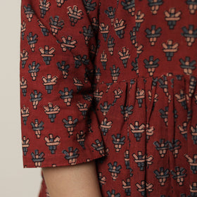 Buy Ajrakh Block Printed Cotton Flared Kurta for Women