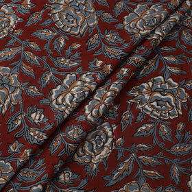 Red Block Printed Cotton Jahota Fabric