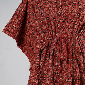  Ajrakh Block Printed Cotton Kaftan with Tie-Up Waist 