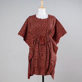  Ajrakh Block Printed Cotton Kaftan with Tie-Up Waist 