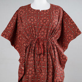  Ajrakh Block Printed Cotton Kaftan with Tie-Up Waist 