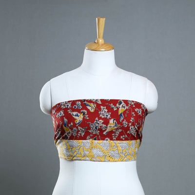 Buy Red Printed Cotton Kalamkari Blouse Piece 