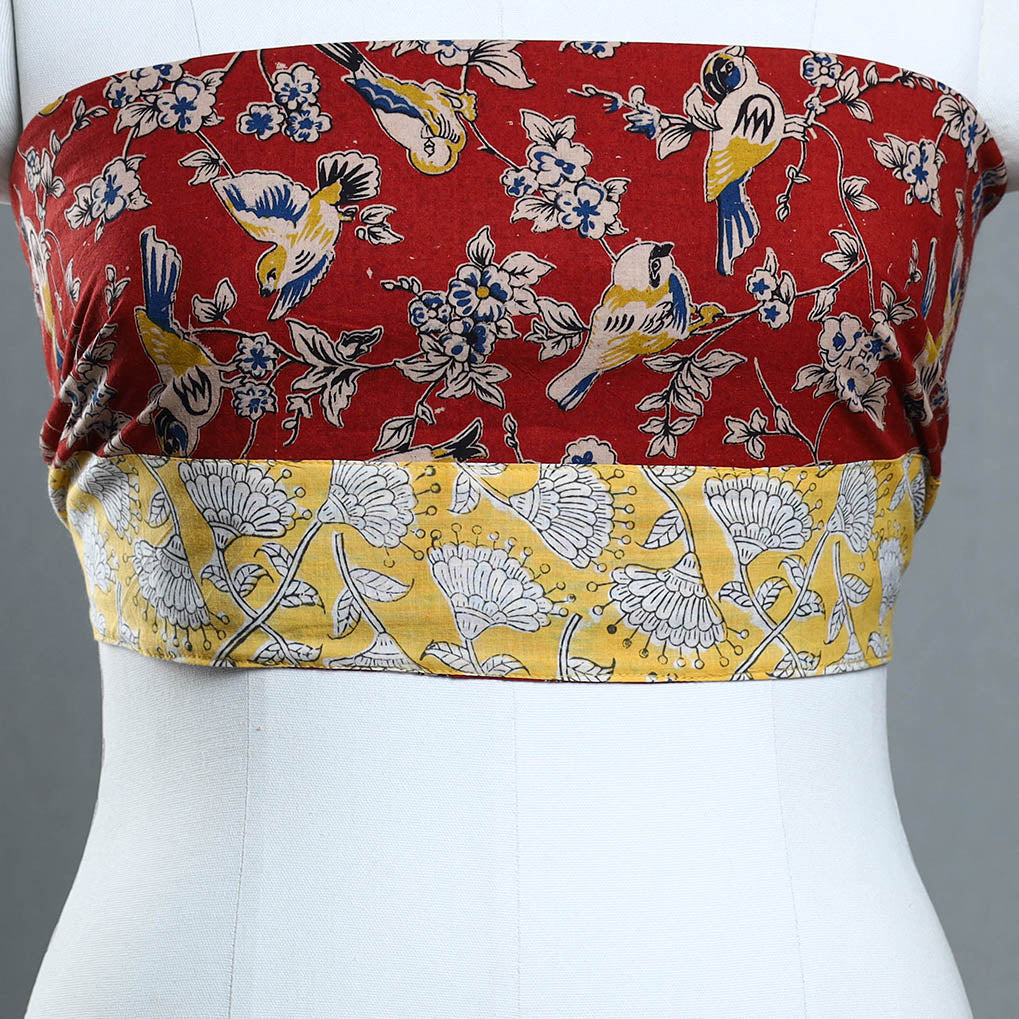 Buy Red Printed Cotton Kalamkari Blouse Piece 
