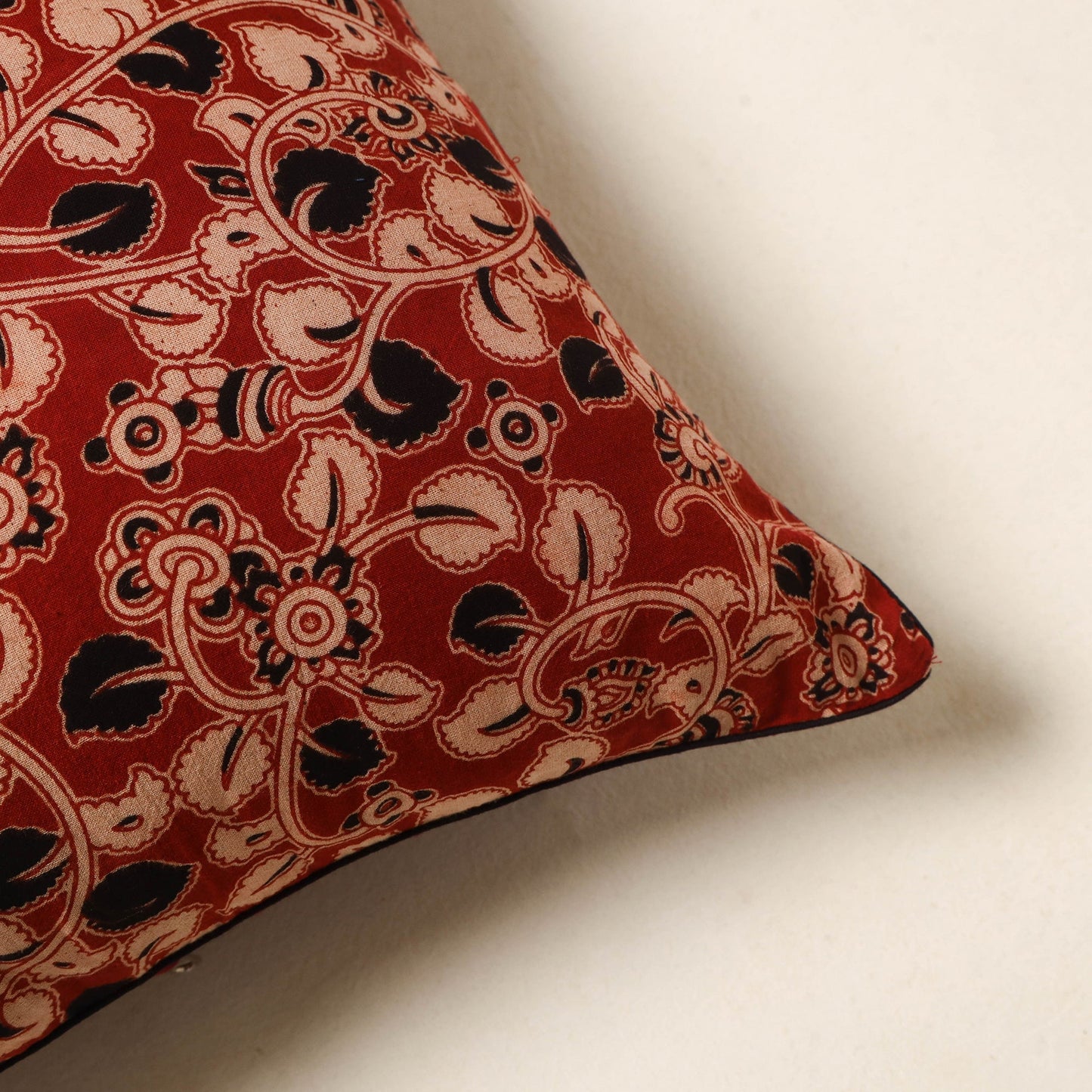 Red - kalamkari printed cotton cushion cover 121