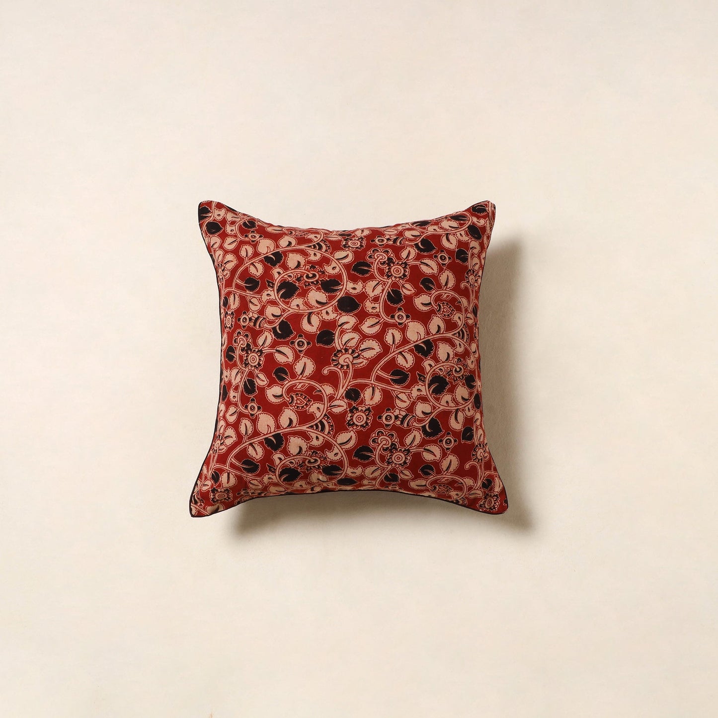 Red - kalamkari printed cotton cushion cover 121