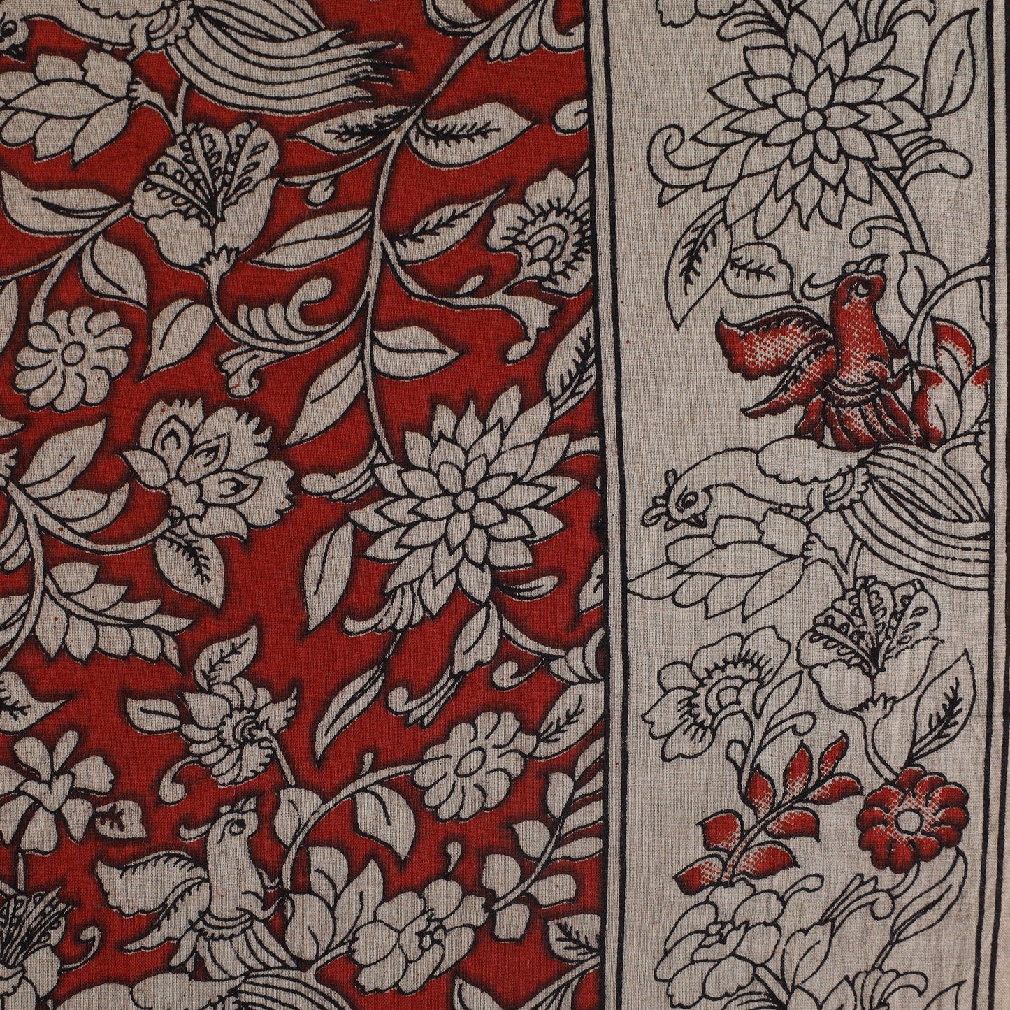 Printed cotton kalamkari fabric 01 - handcrafted