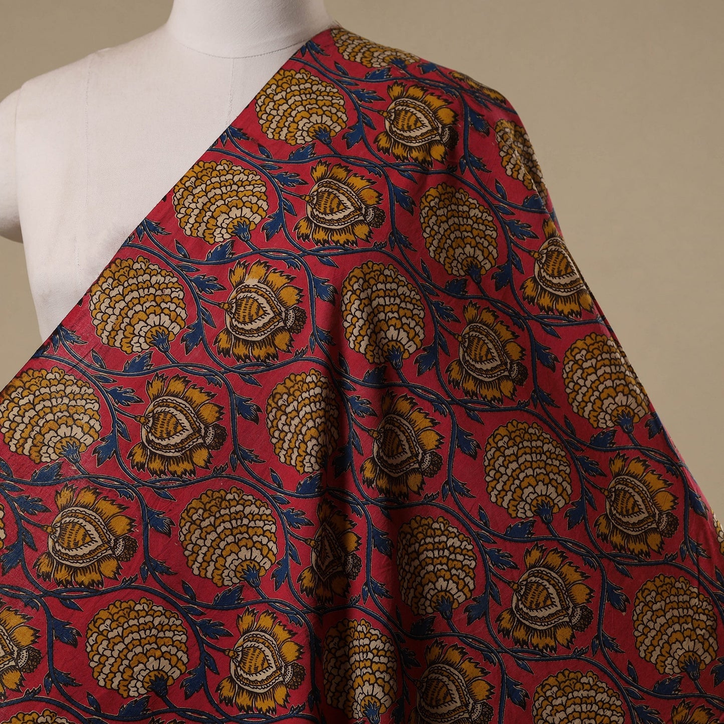 Printed cotton kalamkari fabric 01 - handcrafted