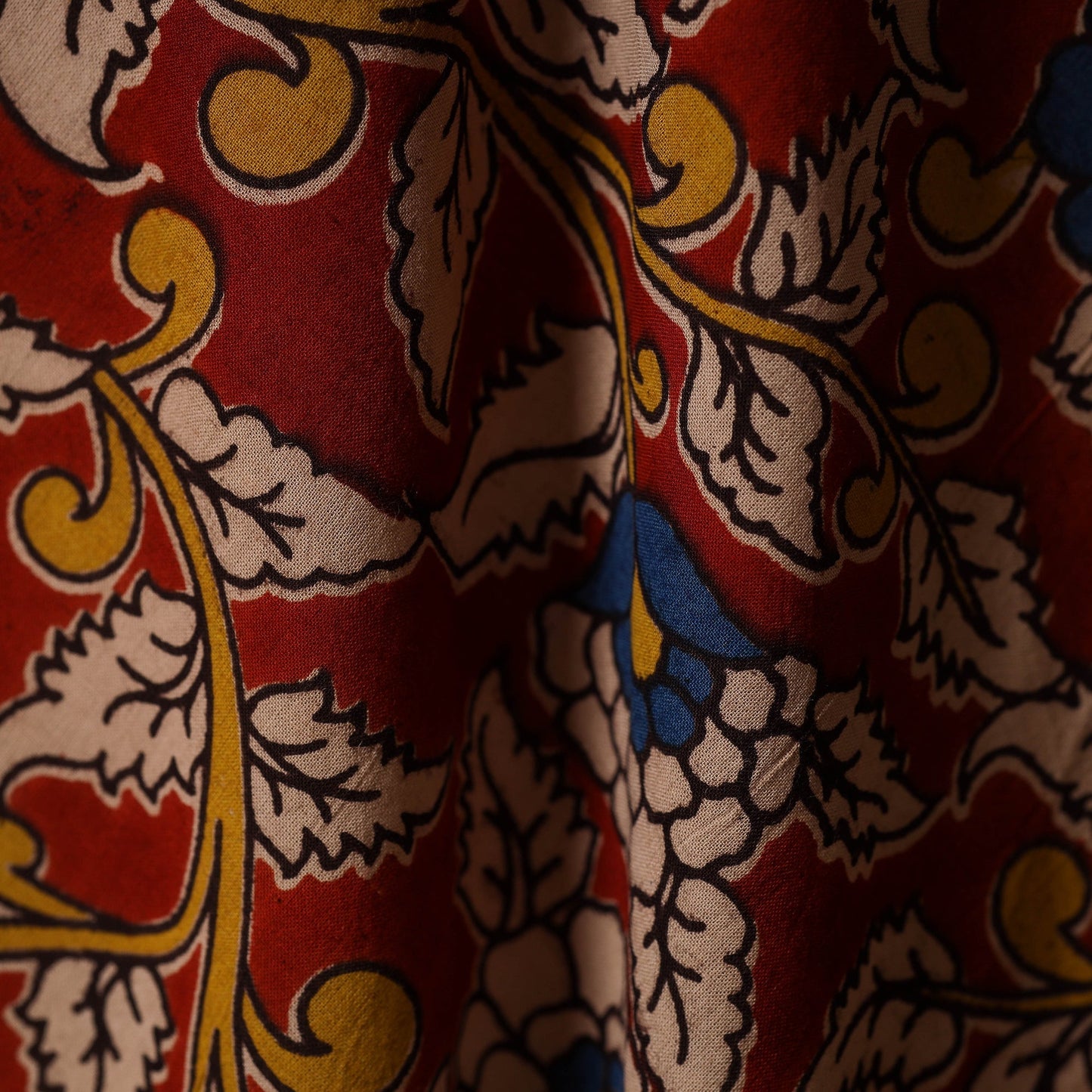 Printed cotton kalamkari fabric 03 - handcrafted