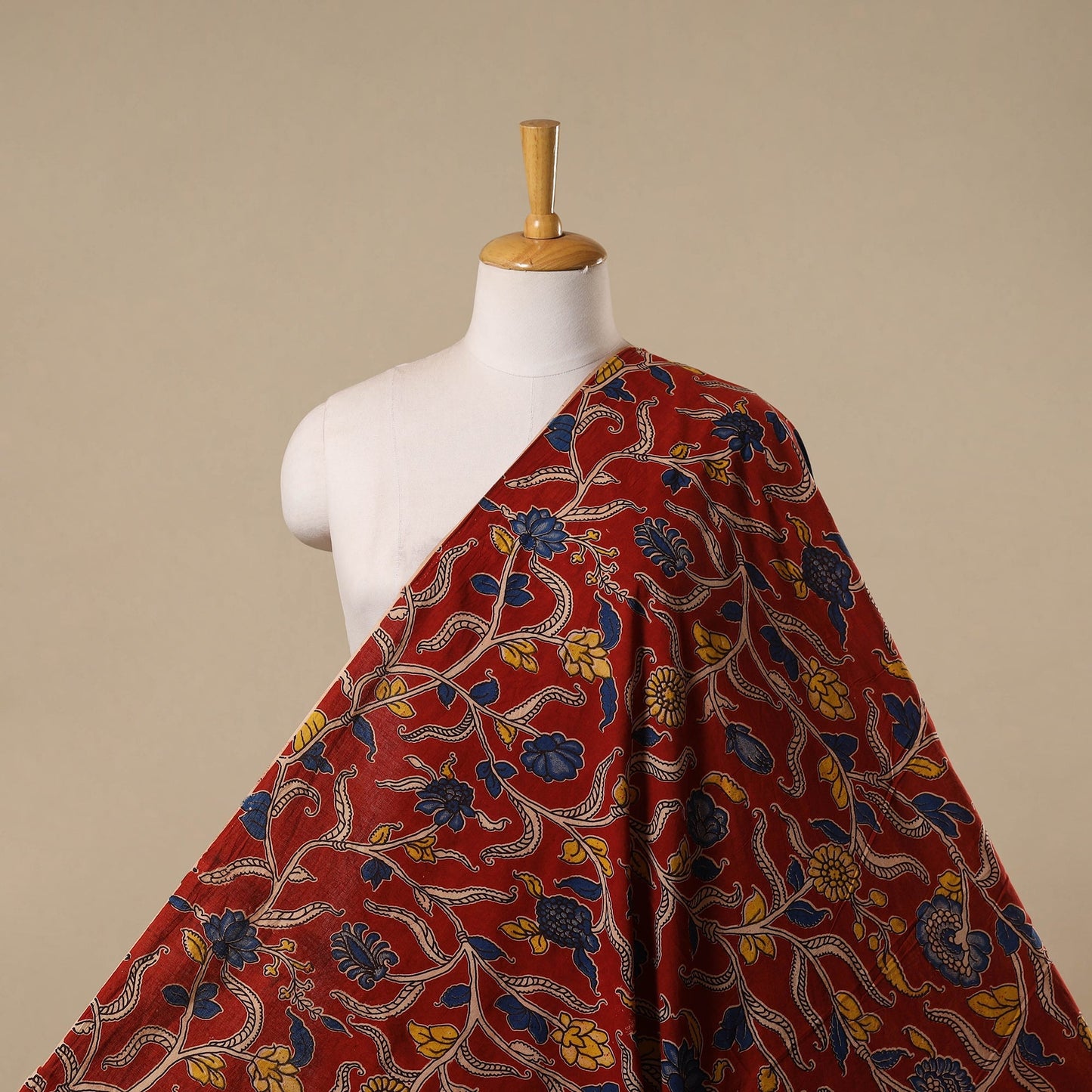 Printed cotton kalamkari fabric 05 - handcrafted