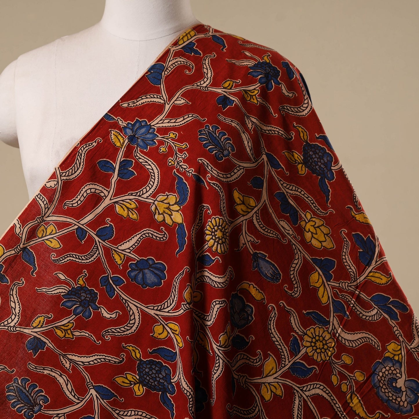 Printed cotton kalamkari fabric 05 - handcrafted
