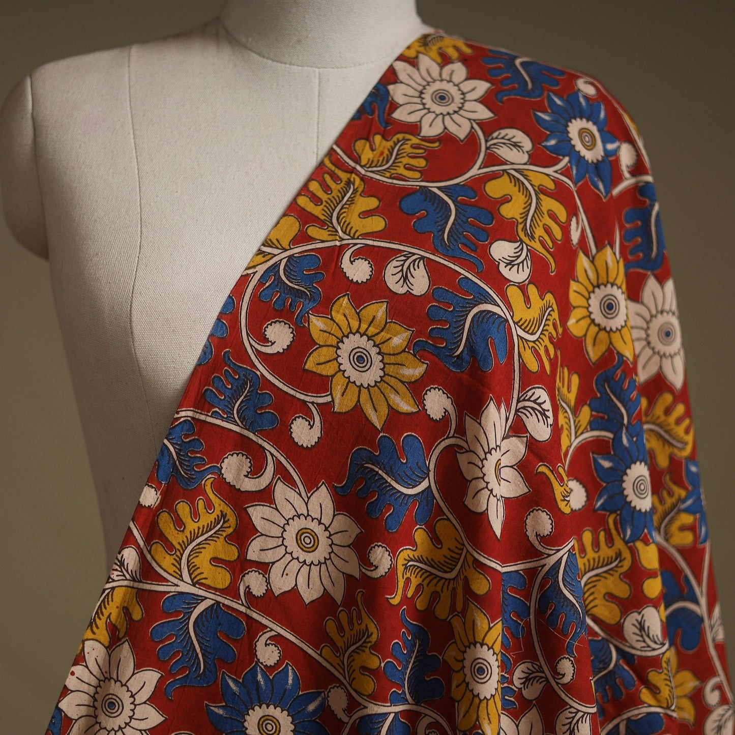 Printed cotton kalamkari fabric 06 - handcrafted