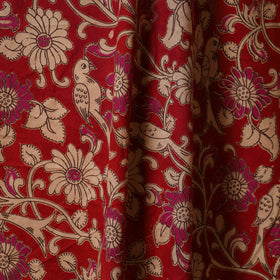 Red - printed cotton kalamkari fabric 08 - handcrafted