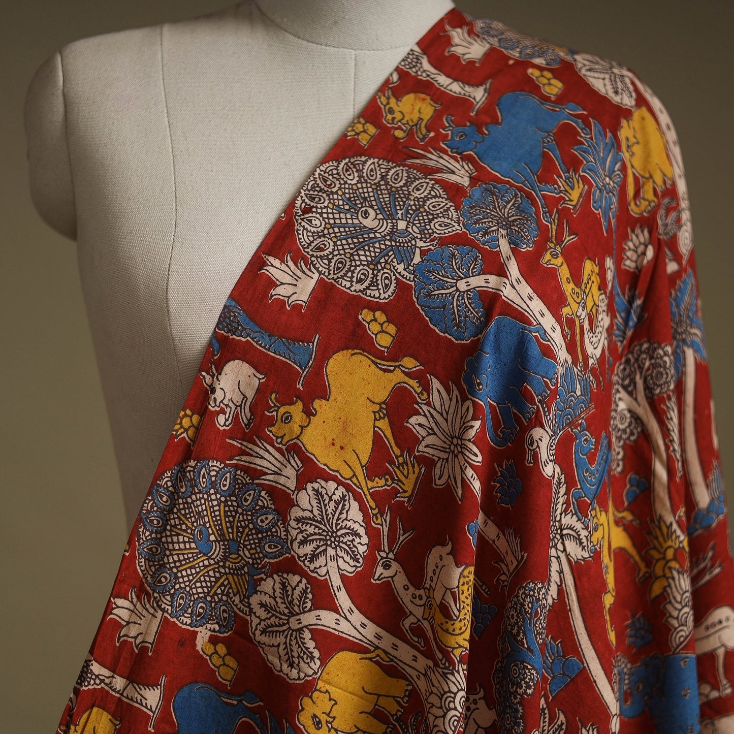 Printed cotton kalamkari fabric 08 - handcrafted