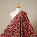 Red - printed cotton kalamkari fabric 08 - handcrafted