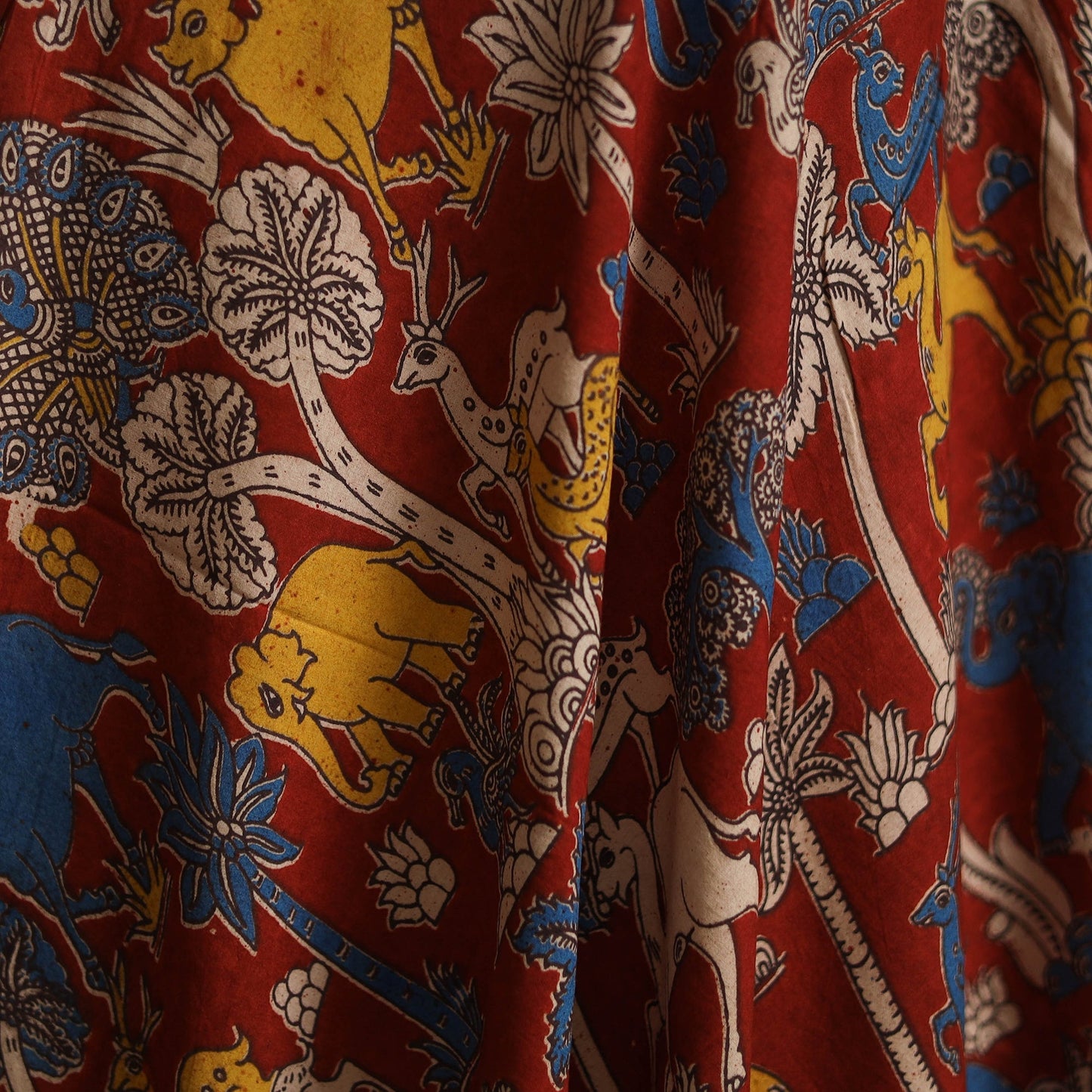 Printed cotton kalamkari fabric 08 - handcrafted