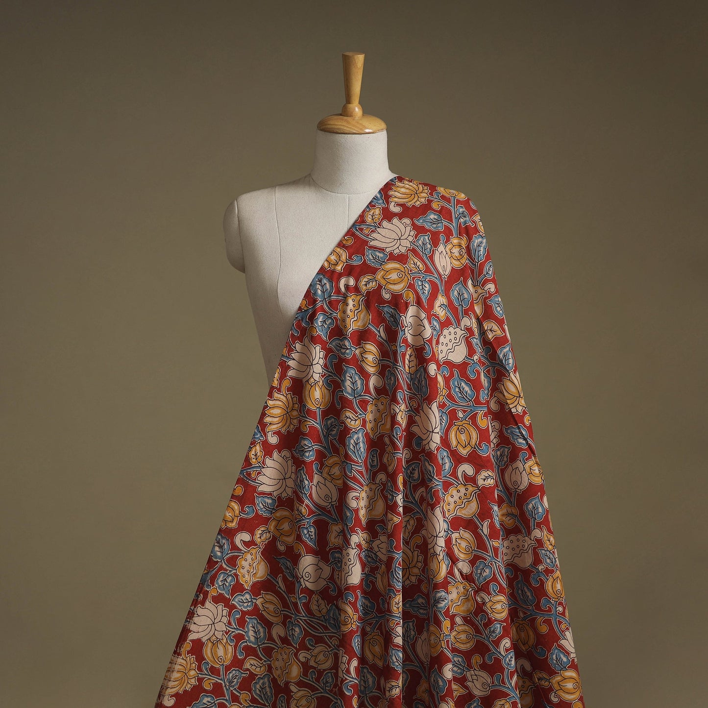 Printed cotton kalamkari fabric 09 - handcrafted