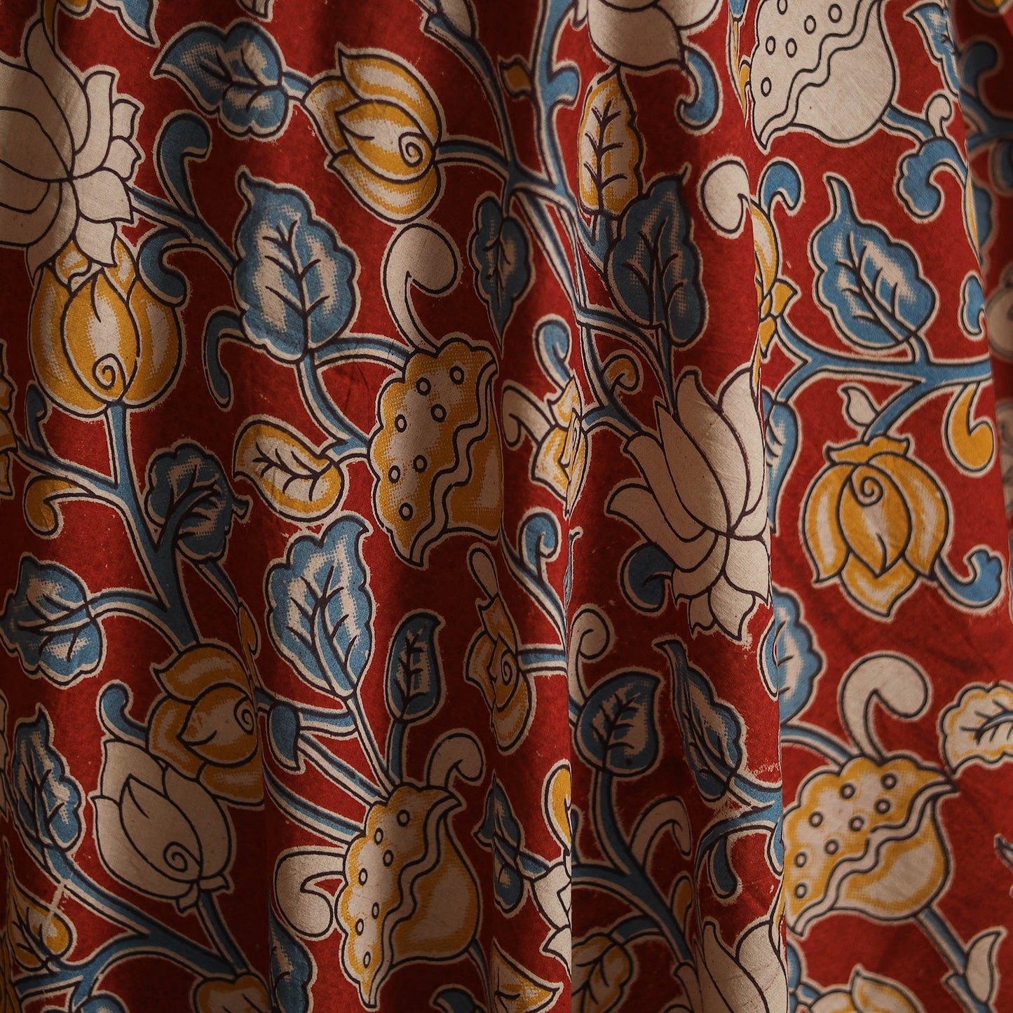 Printed cotton kalamkari fabric 09 - handcrafted