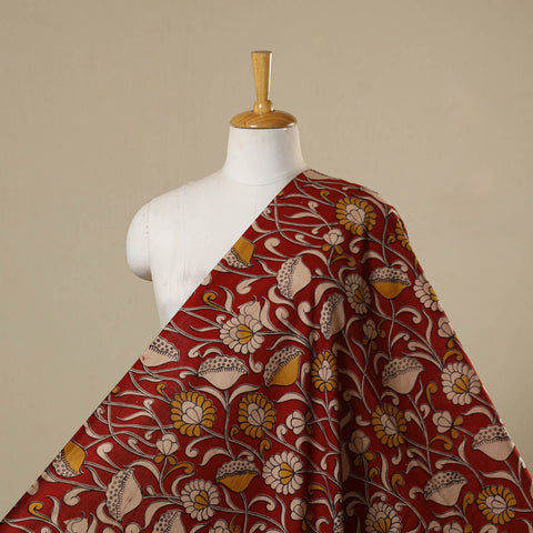 Red - printed cotton kalamkari fabric 09 - handcrafted