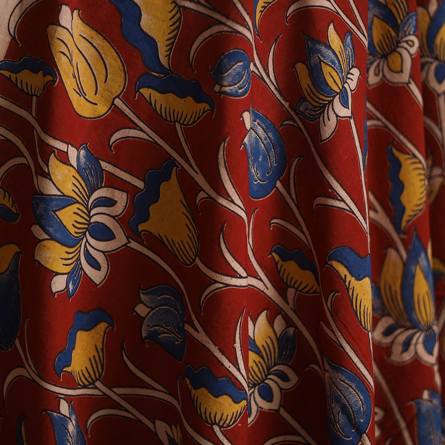 Printed cotton kalamkari fabric 13 - handcrafted