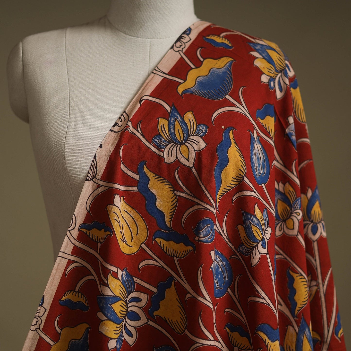Printed cotton kalamkari fabric 13 - handcrafted
