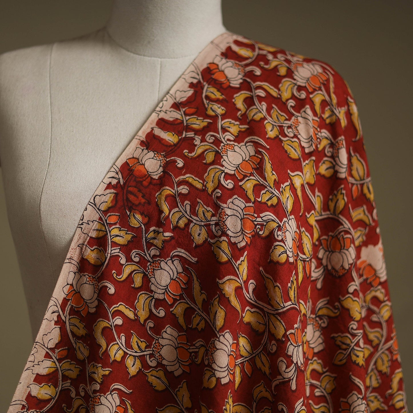 Printed cotton kalamkari fabric 16 - handcrafted