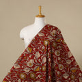 Red - printed cotton kalamkari fabric 18 - handcrafted