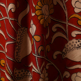 Red - printed cotton kalamkari fabric 18 - handcrafted