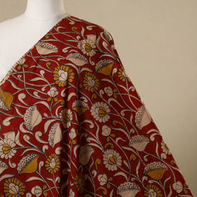 Red - printed cotton kalamkari fabric 18 - handcrafted