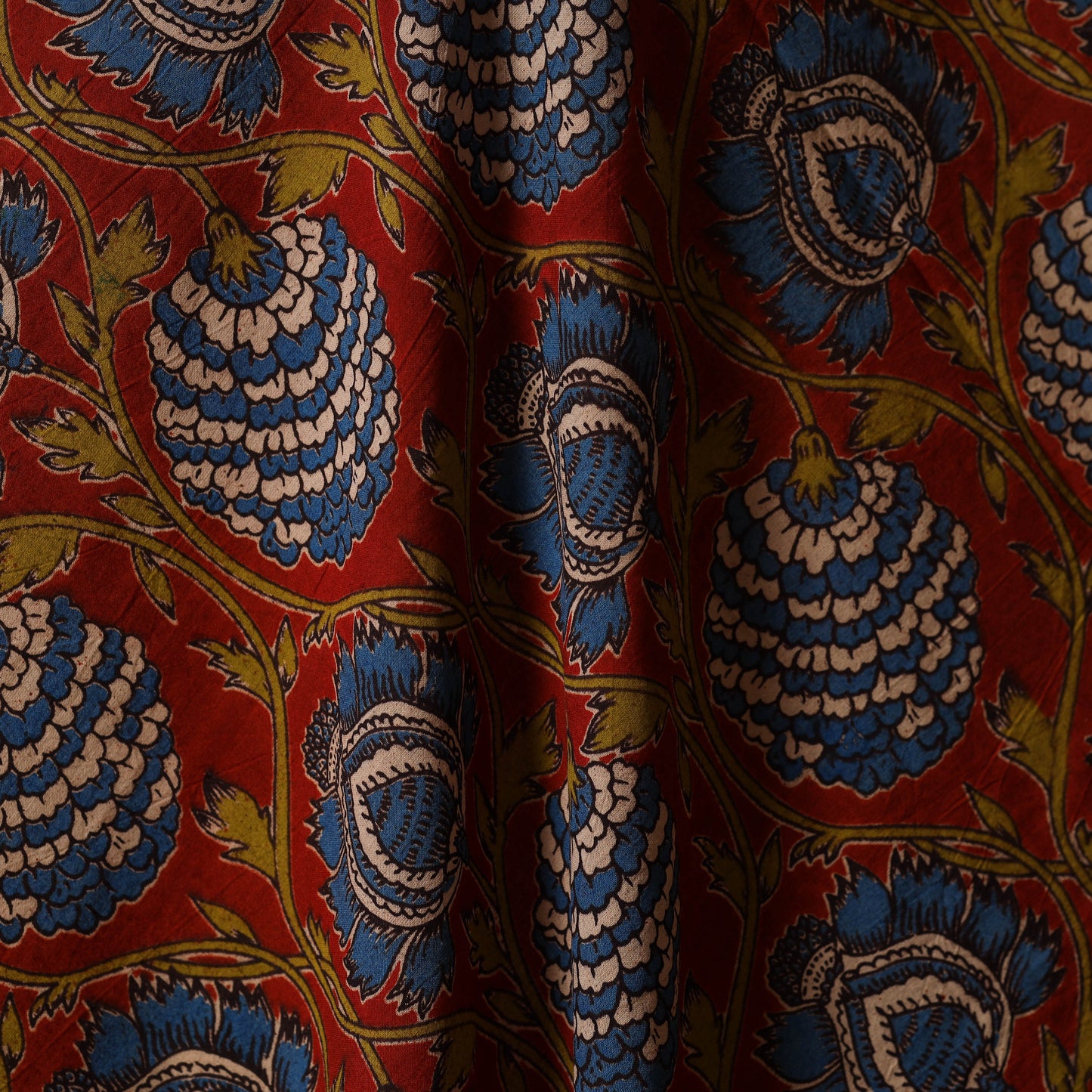 Printed cotton kalamkari fabric 19 - handcrafted