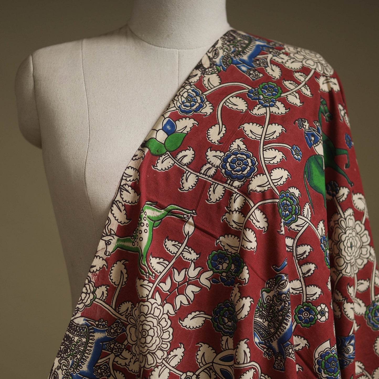 Printed cotton kalamkari fabric 19 - handcrafted