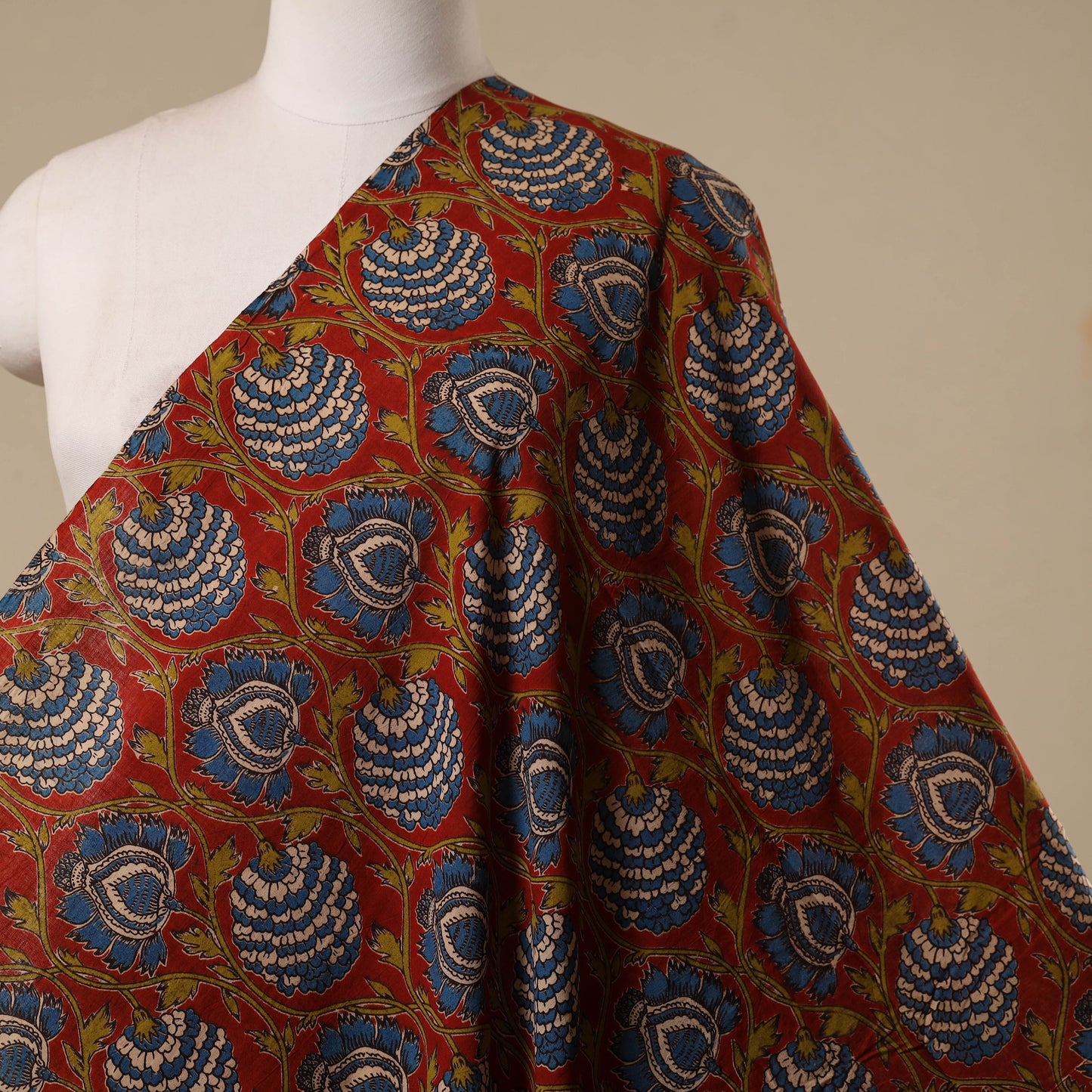 Printed cotton kalamkari fabric 19 - handcrafted