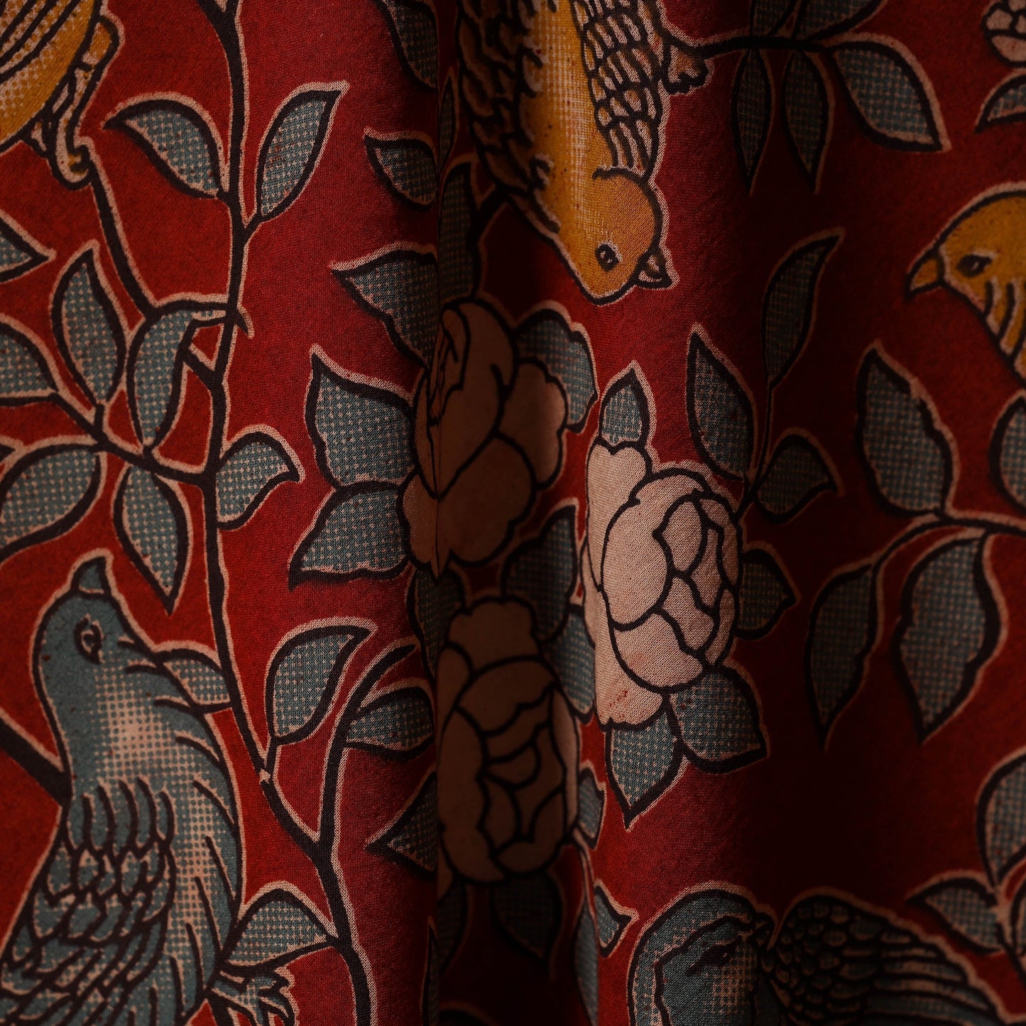 Printed cotton kalamkari fabric 25 - handcrafted