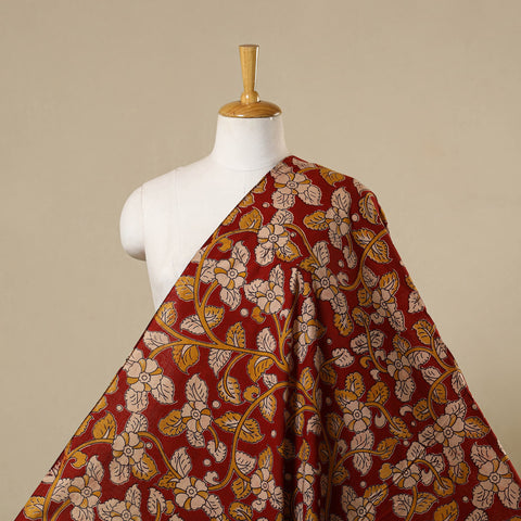 Red - printed cotton kalamkari fabric 26 - handcrafted