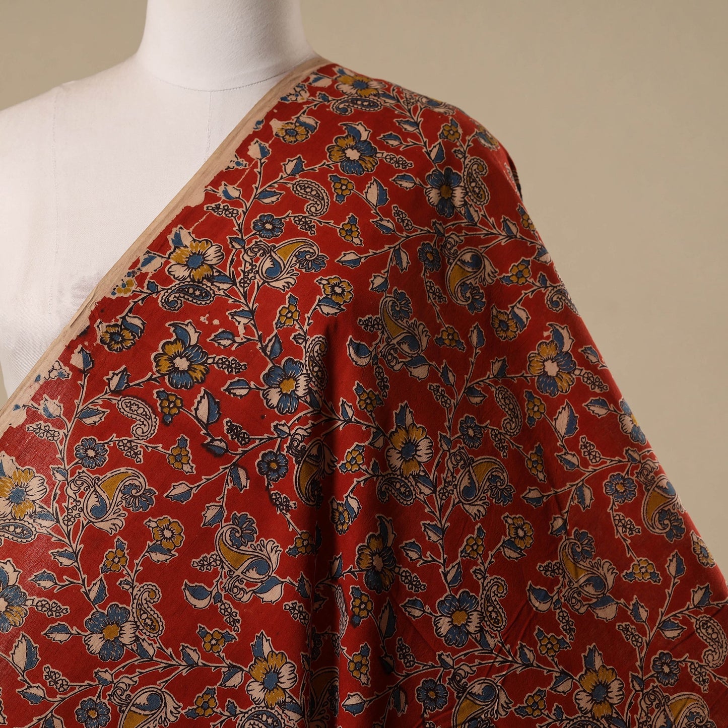 Printed cotton kalamkari fabric 28 - handcrafted