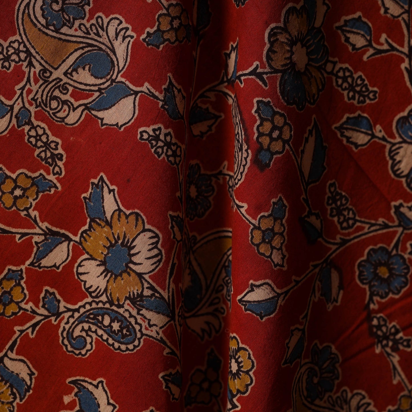 Printed cotton kalamkari fabric 28 - handcrafted