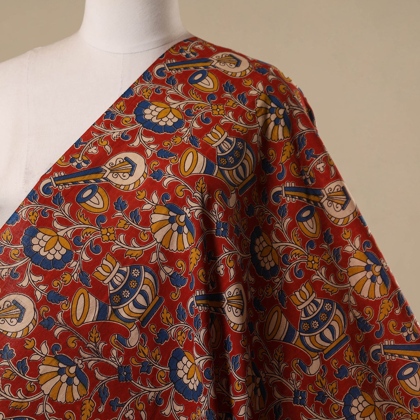Printed cotton kalamkari fabric 32 - handcrafted