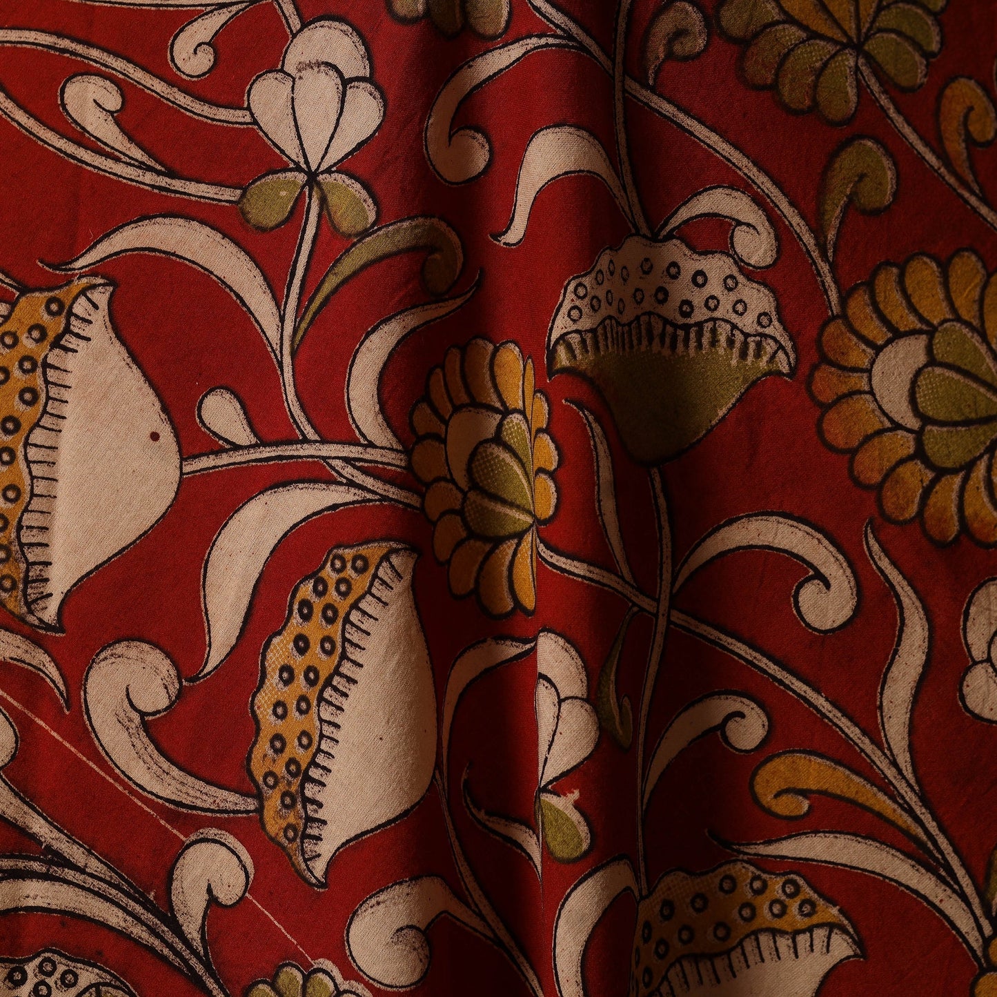 Printed cotton kalamkari fabric 46 - handcrafted