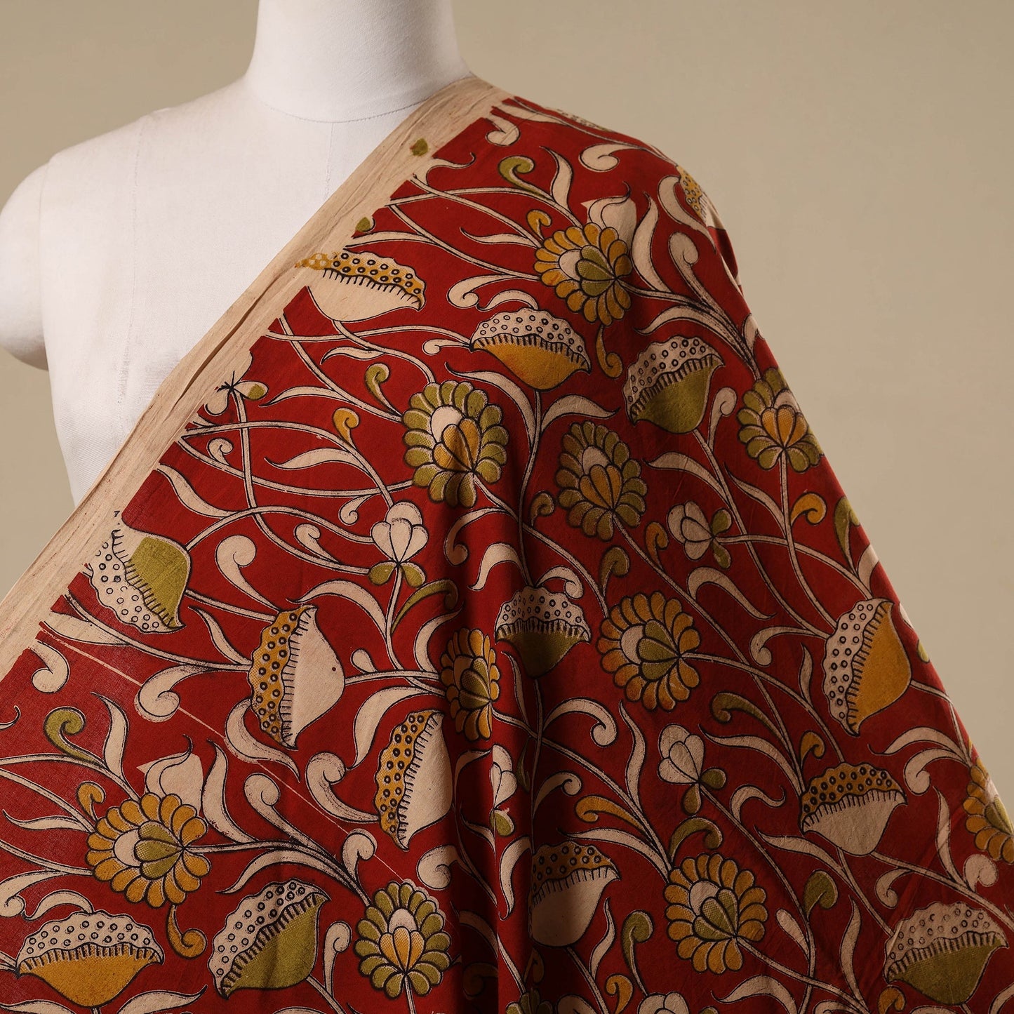 Printed cotton kalamkari fabric 46 - handcrafted