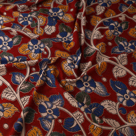 Red - printed cotton kalamkari fabric 48 - handcrafted