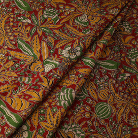 Red - printed cotton kalamkari fabric 68 - handcrafted