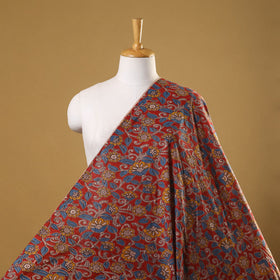 Red - printed cotton kalamkari fabric 76 - handcrafted