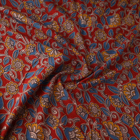 Red - printed cotton kalamkari fabric 76 - handcrafted