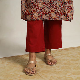 Red - printed cotton kalamkari kurta set 17 - handcrafted