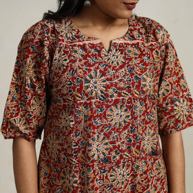 Red - printed cotton kalamkari kurta set 20 - handcrafted